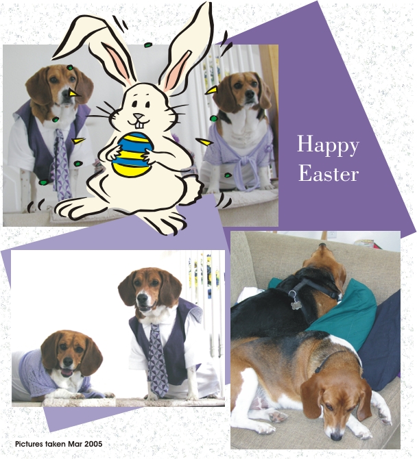 Betty Beagle & Billy Beagle dressed for Easter