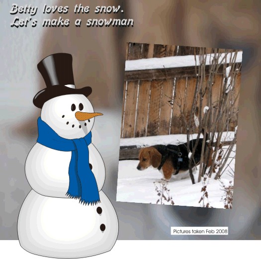 Betty Beagle loves the snow - let's make a snowman