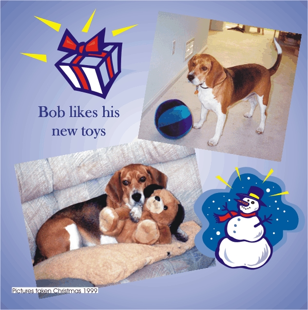 Bob the Beagle's new toys, Christmas 1999