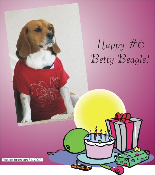 Betty Sue Beagle is Six today